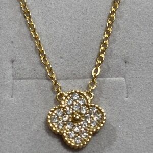 14 kt gold plated 925 sterling silver pavee moissanite necklace